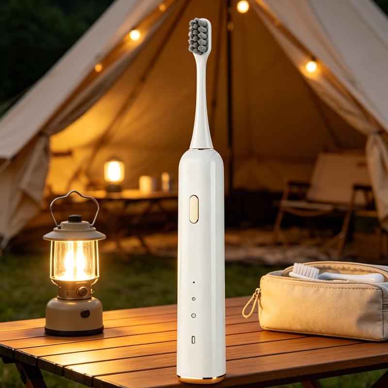 Rechargeable Sonic Electric Toothbrush Set with Soft Bristles - Portable for Travel and Business Trips