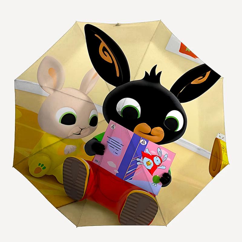 Bunny Friends Rainy Day Adventure:Automatic Opening/Closing Umbrella with Foldable Design,8 Bone Iron Frame,Outdoor Umbrella for Festival