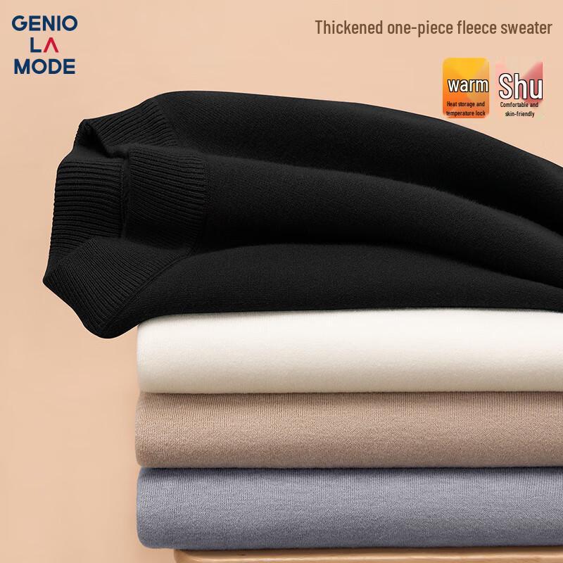 GENIOLAMODE Men's Fleece-Lined Half-Turtleneck Sweater