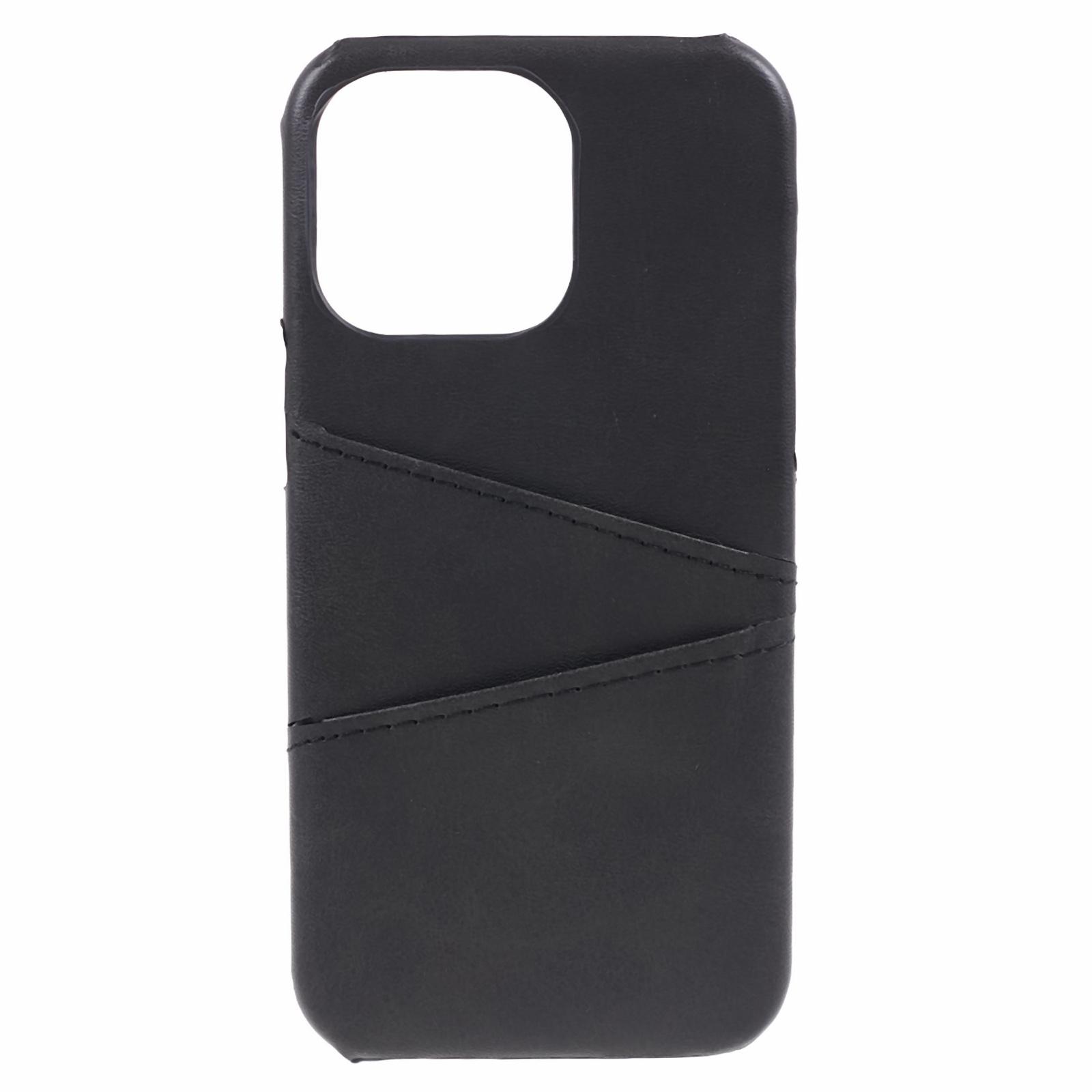 

For iPhone 15 Pro PU Leather+PC Phone Case with 2 Card Holder Black