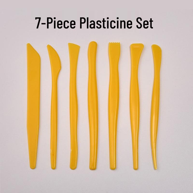 7-Piece Yellow Clay Sculpture Tool Set: Lightweight Pottery and Trimming Knives
