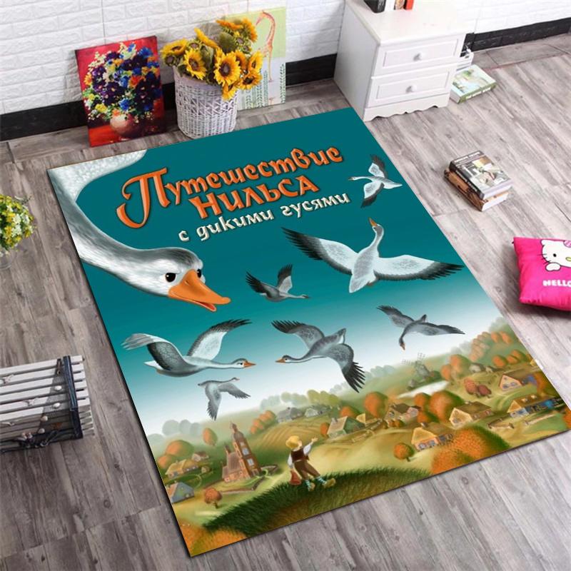 Vintage Swan Princess Art Print Area Rug Non Slip Soft Floor Mat for Bedroom Living Room Nursery Home Decor Gift