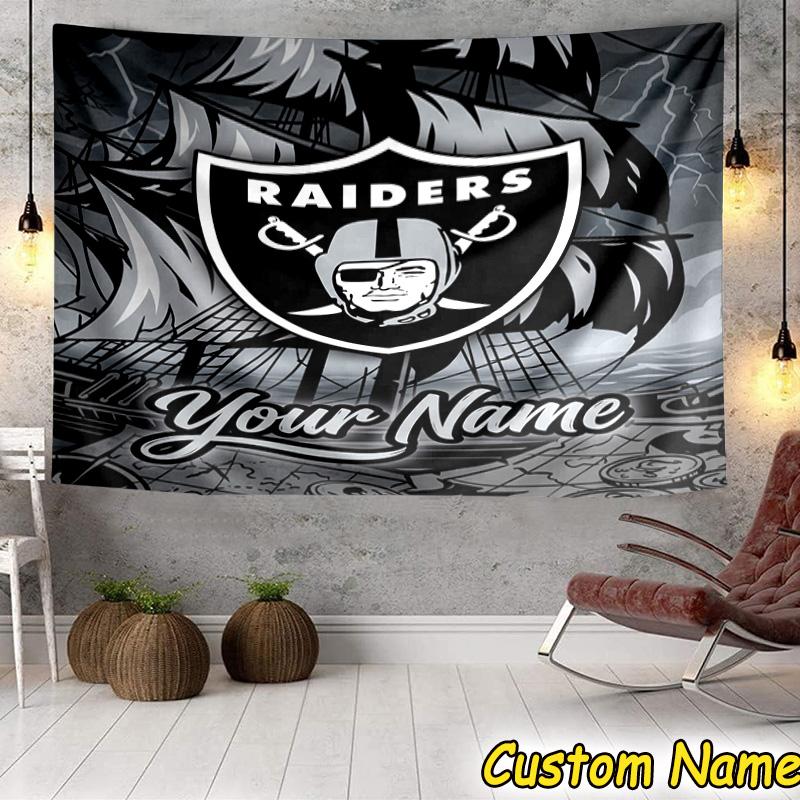 Custom Name Las Vegas Raiders Design Tapestry Room Decoration Wall Hanging for Living Room Bedroom, dormitory, Birthday and Christmas gifts