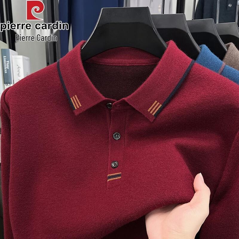Pierre Cardin Men's Autumn/Winter Polo Collar Thickened Knit Sweater