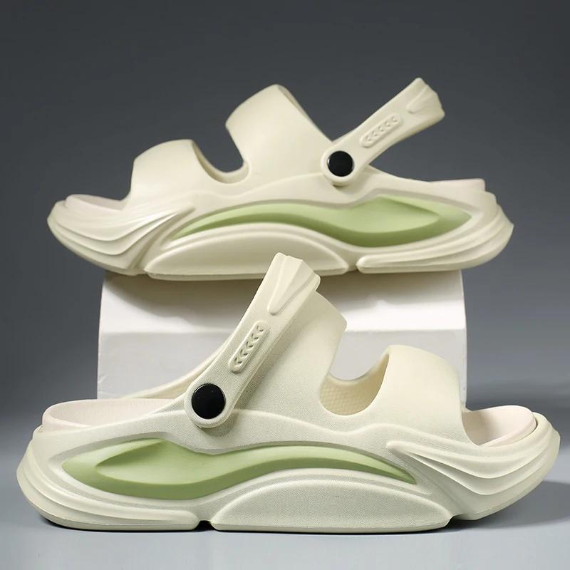 

MAEDEF Мужские тапочки Летняя обувь Мужские шлепанцы Повседневные Пляжные Плоские тапочки Сандалии для мужчин Женские Вьетнамки Противоскользящая Мужская обувь 44-45 зелёный