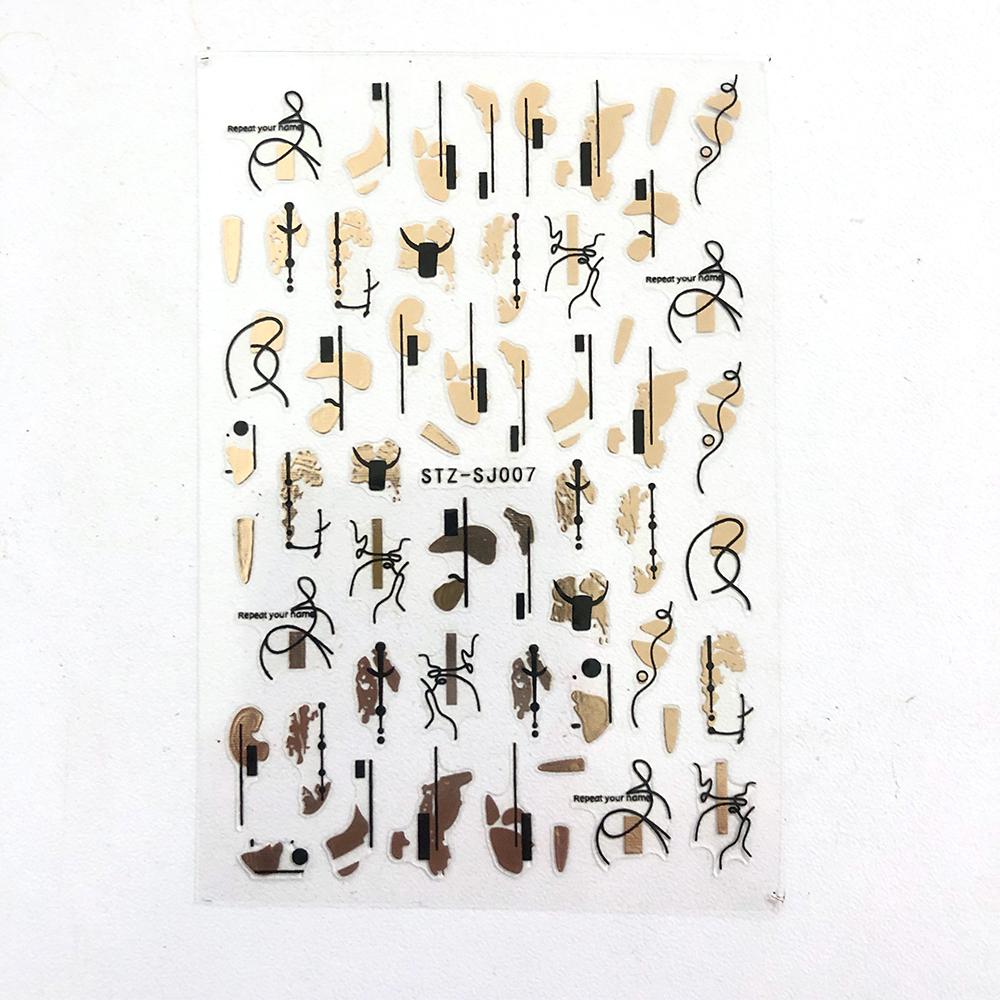 Linie abstractă Autocolante de unghii DIY pentru femei Fete Decoratiuni de artă pentru unghii Rose Gold Spring Slidere 3D pentru manichiură Autocolante