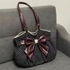 Trendy Vintage Women's Bow Handbag Aesthetic Dot Y2k Lady Shoulder Bags Casual Chic All Match Ins Underarm Bag Streetwear