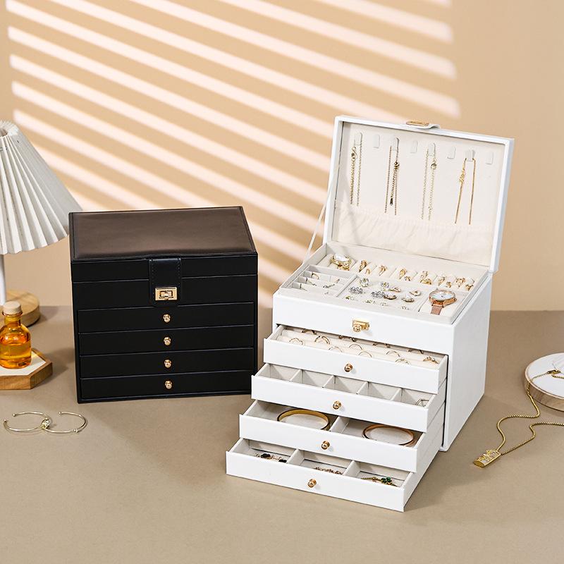 Premium Three-Layer Jewelry Organizer with Drawers for Necklaces, Earrings, Accessories, and Gold - Large Capacity Storage