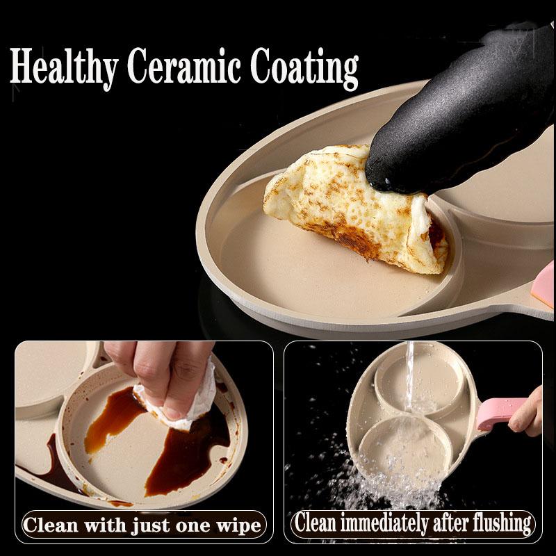 2-hole Omelet Pan Frying Pot Thickened Non-stick Egg Pancake Steak Cooking Pan Hamburg bread Breakfast Maker Induction cooker