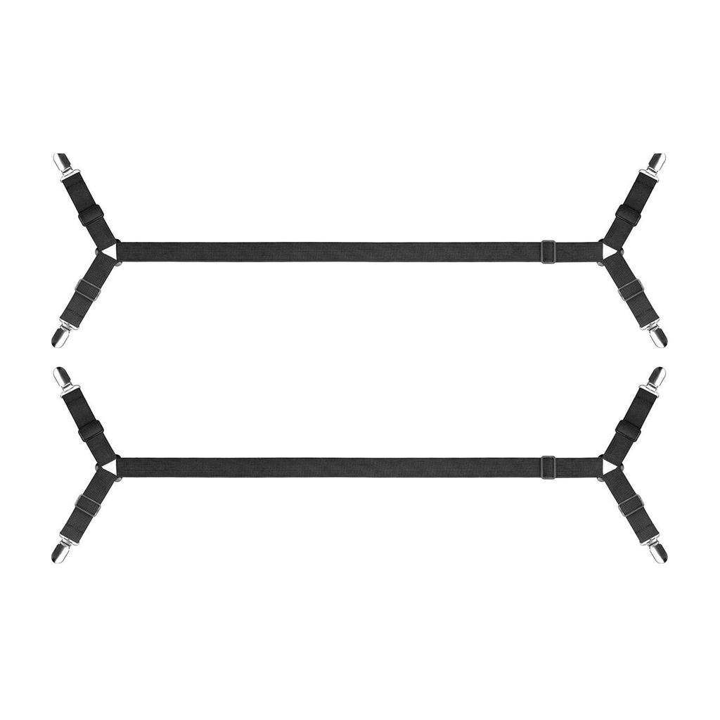 Set of 2 Strong Polyester Bed Sheet Tensioners with Metal Clips Secure Fit Sheets Nonslip Design Bed Sheet Holder Strap