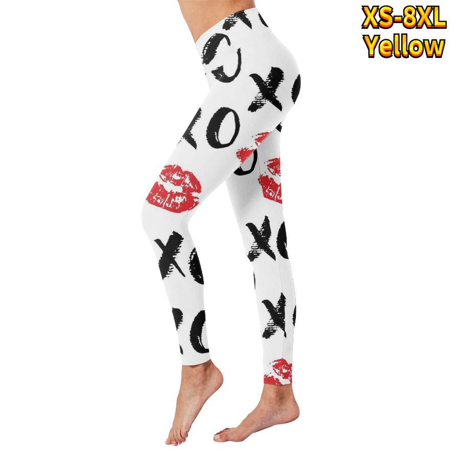 Womens Blue Love Prints Stretch Yoga Leggings Fitness Running Gym Sports Active Pants