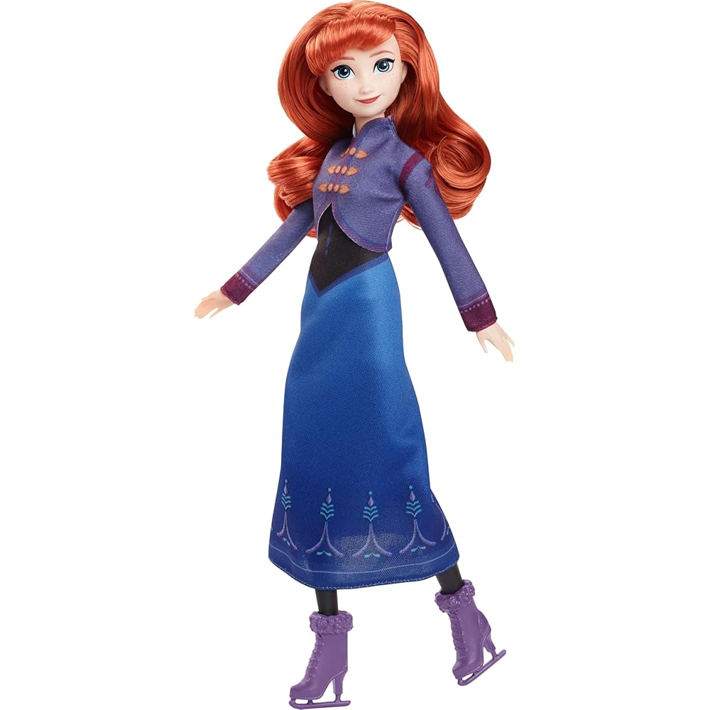 Mattel Disney Frozen Anna Ice Skating Doll Playset with House for Pretend Play Ages 3 and Up Blue