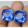 Natural Blue Tanzanite Loose Gemstone 17.15 Ct Square Cushion Pair for Jewelry Making and Crafts