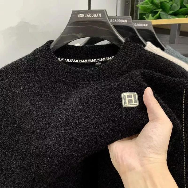 

Зимний флисовый свитер с круглым вырезом «Все в одном» для мужчин, утолщенная флисовая теплая одежда, вязаный свитер из шениля, пуловер, нижняя рубашка XS чёрный