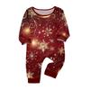 Christmas Printed Family Matching Long Sleeve Neck Loungewear Set for Parents and Kids