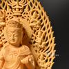 Hanro Art Sculpture Manjushri Bodhisattva Buddhist Altar Buddha Statue Wood Carving Tsuge Tree Flying Heavenly Halo Lotus Pedestal Year of the Rabbit