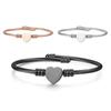Trendy Women's Heart-Shaped Woven Steel Wire Bangle - Titanium Steel DIY Bracelet