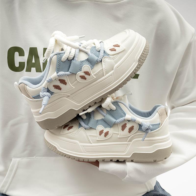 High-value cute thick-soled heightened spring new casual low-top board shoes
