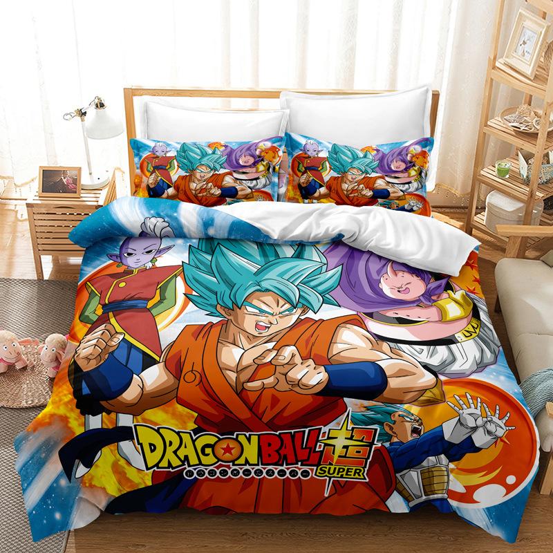 Goku Super Saiyan Duvet Cover Pillowcase Japanese Anime Dragon Ball Bedding Set 2/3pcs 3D Prints for Teens Quilt Cover