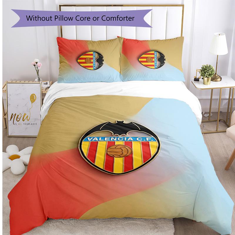 Valencia FC Printed 3PCS Bedding Set Breathable Duvet Cover with Pillowcases Decorative Bed Linen for Bedroom Home