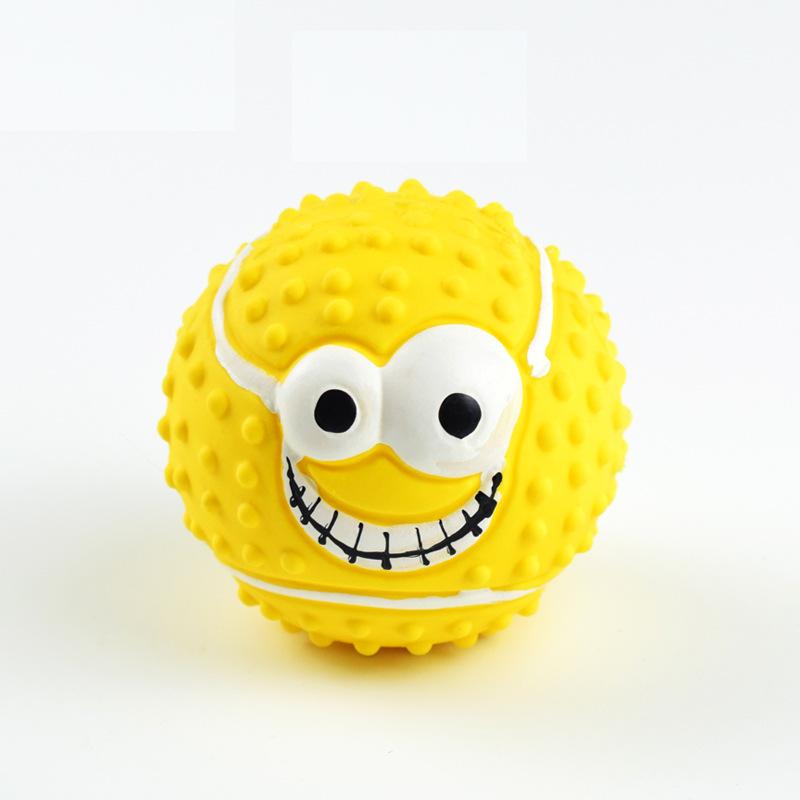 Squeaky Smiley Latex Ball Dog Toy Teeth Grinding Cleaning Pet Chew Toy