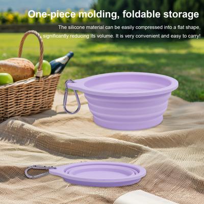 Foldable Pet Bowl Silicone Collapsible Dog Bowl Food Water Bowl Portable Pet Dish with Carabiner for Dogs And Cats Outdoor Walks Camping