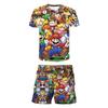 2025 MINISO Children's Clothing Sets Cosplay Super Mario T-shirts Shorts 2 Pcs Suits Kids Boys Girls Tops Tee Mario Bros T-shirt Pants Suit