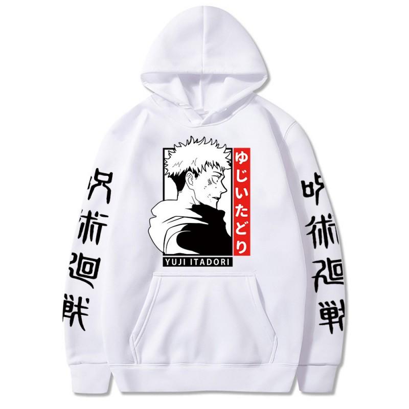 Anime Jujutsu Kaisen Hooded Sweatshirt Men Women Cotton-Lined Oversized Pullover With Printed Design
