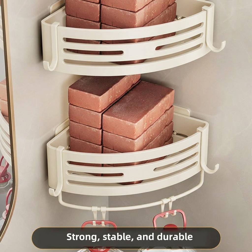Matter White Bathroom Corner Shelf, No-Drill Wall-Mounted Storage Rack for Toilet and Washbasin