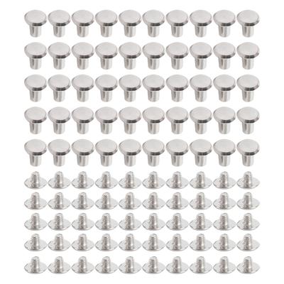 50 Sätze Nieten Schrauben Kit M4 Edelstahl Flach Rund Zaun Klemmen Muttern für Lederhandwerk und Buchbinderei 5x8x9,5mm