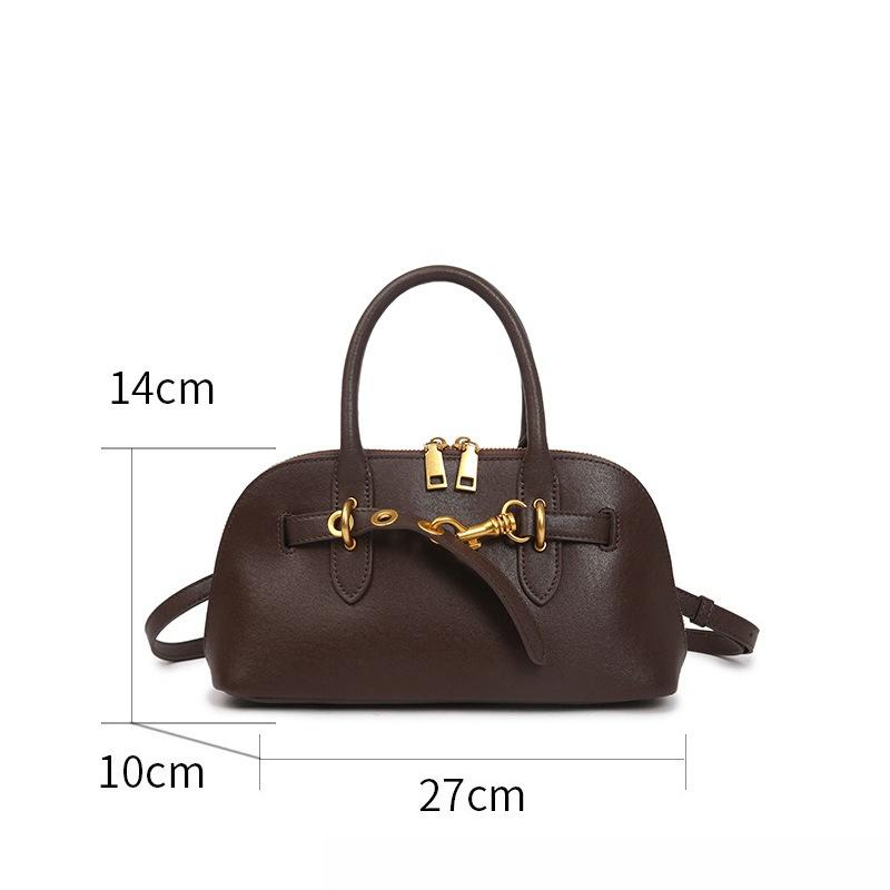 Luxury Brand Genuine Leather Women Handbags Fashion Gold Buckle Shoulder Bags Women Retro Cowhide Boston Bags Lady