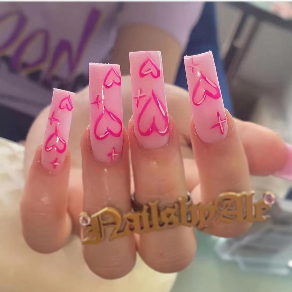 

Fake Nails Press on nail Rose Heart Wear Nail Art Finished Fake Nails Nail Art Patch Nail Film