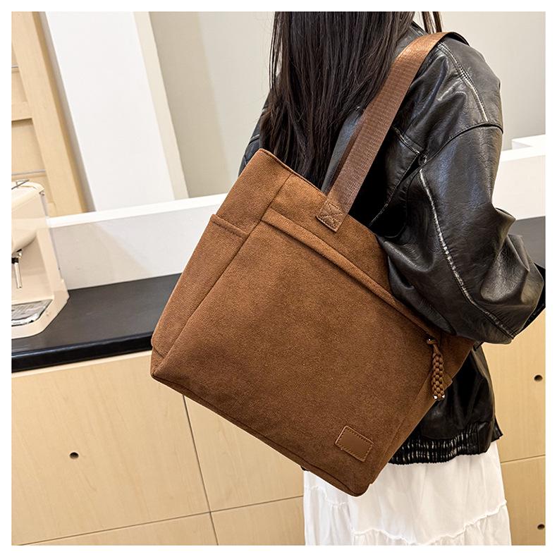 

Трендовая сумка-тоут большой вместимости - Женская осенняя модная сумка из ткани на плечо и для ношения в руке коричневый