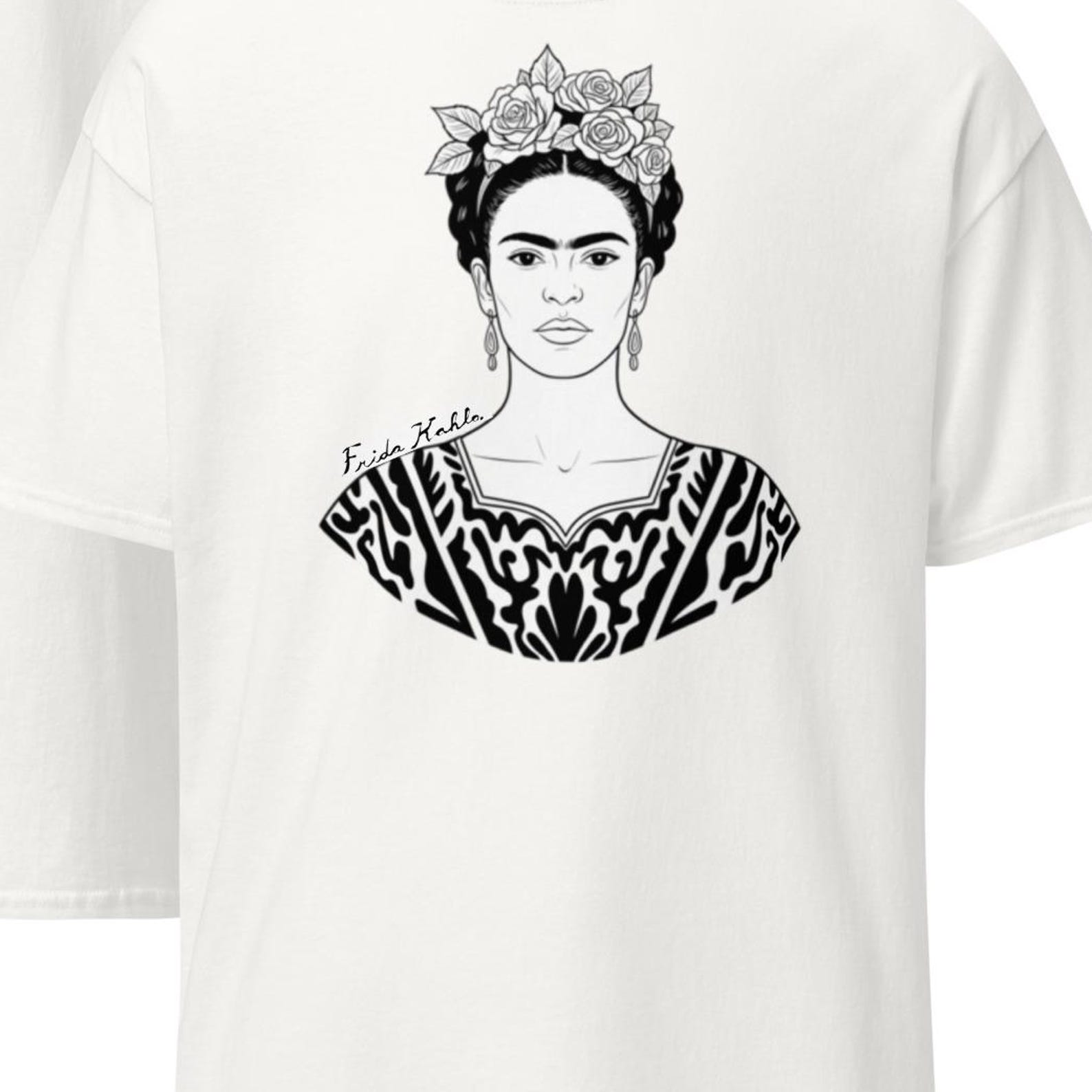 Frida Kahlo Line Art T-Shirt - Floral Crown Minimalist Graphic Tee - Bold Mexican Artist Tribute Shirt - Feminist Icon Gift 3XL