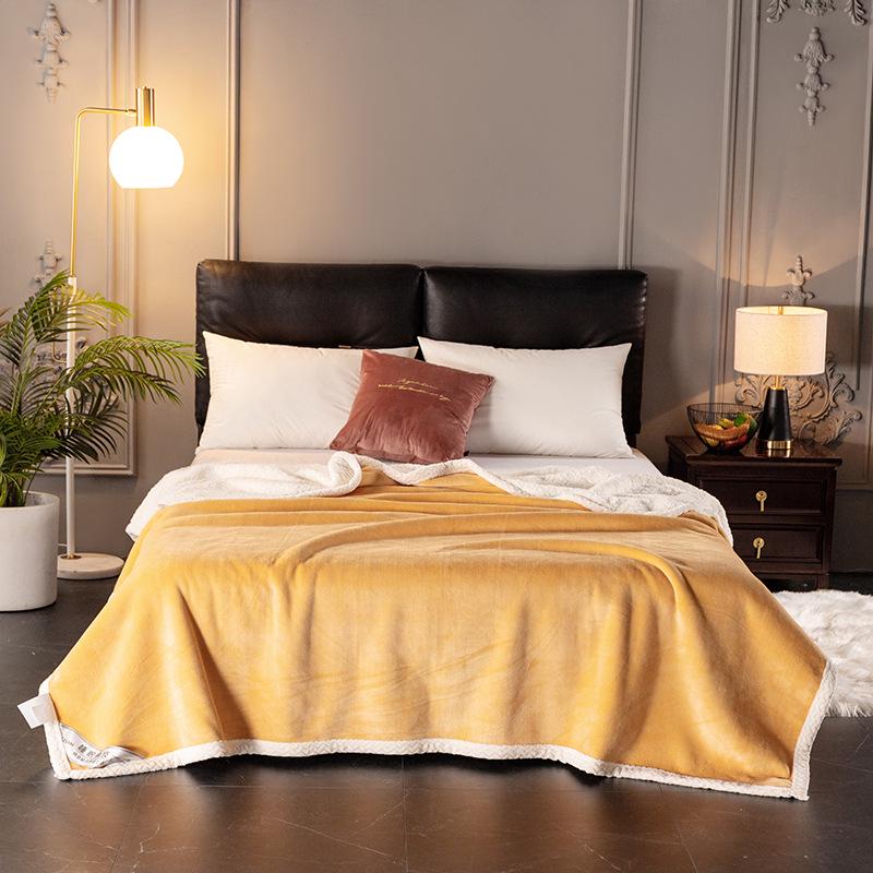 Double-Layer Plush Lamb Wool & Milk Velvet Blanket – Thick Flannel & Coral Velvet Throw for Bed or Air Conditioning.