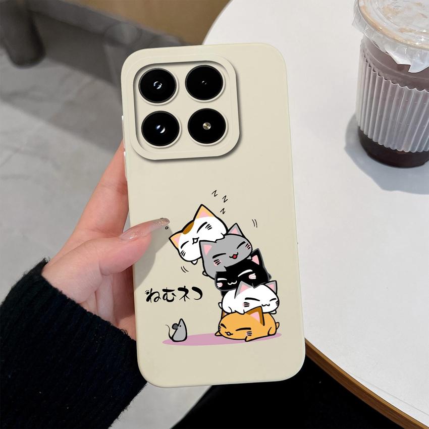 For Xiaomi 17 14T 15 15T Pro Poco M7 M8 C71 C75 F7 F8 Phone Case Cute Anime Owl Patterns Liquid Silicone Fashion Shell For Xiaomi Anti Slip Back Cover