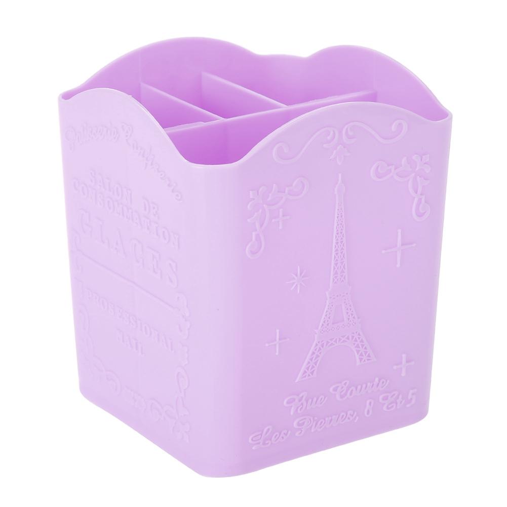 Storage Box Stationery Cosmetic & Manicure Tools Container with Tower Pattern Pink