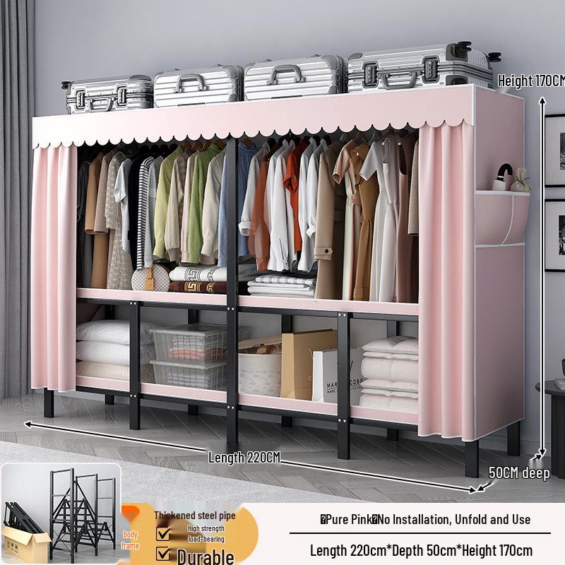 No-Assembly Wardrobe with Drawers: Foldable and Durable for Bedroom or Rental Room
