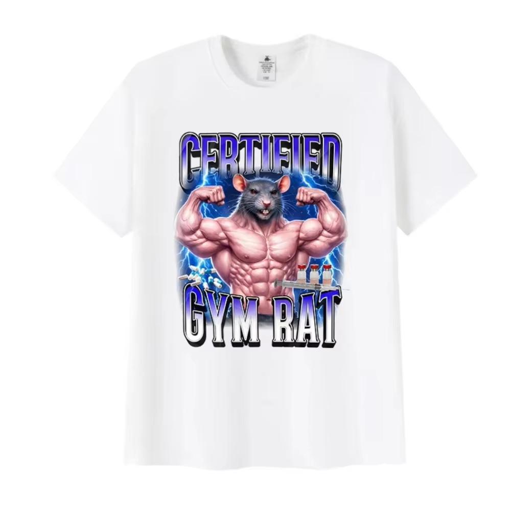 High-Quality Harajuku Style Vintage Fashion Cotton Short Sleeve T-Shirt, Funny Fitness Meme Graphic Tee for Certified Fitness Enthusiasts T-Shirt