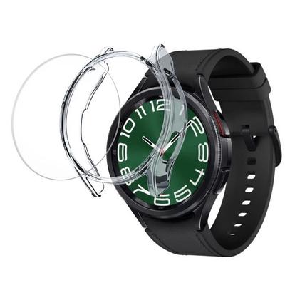 Cover compatibile Samsung Galaxy Watch 6 Classic 47mm - Custodia rigida protettiva, custodia trasparente, schermo in vetro temperato Phonillico®