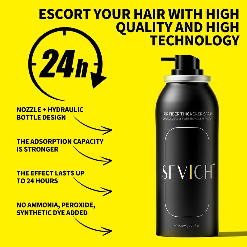 SEVICH Spray de Fibres Capillaires 80ml Poudre de Repousse Capillaire Naturel Épaississant Instantanément Retouche Racines Spray de Fibres Capillaires Produits pour la Perte de Cheveux