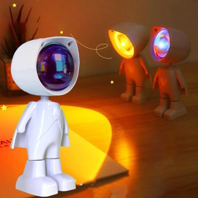Lámpara de proyector de robot astronauta con luz de atardecer, rotación de 360 grados, brillo ajustable, mini colorido
