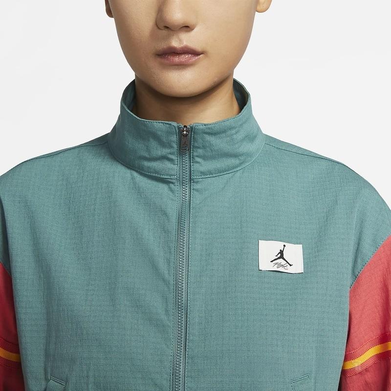 Jordan Solid Logo Woven Retro Sports Stand Collar Jacket Women Jacket Green DQ4626-361