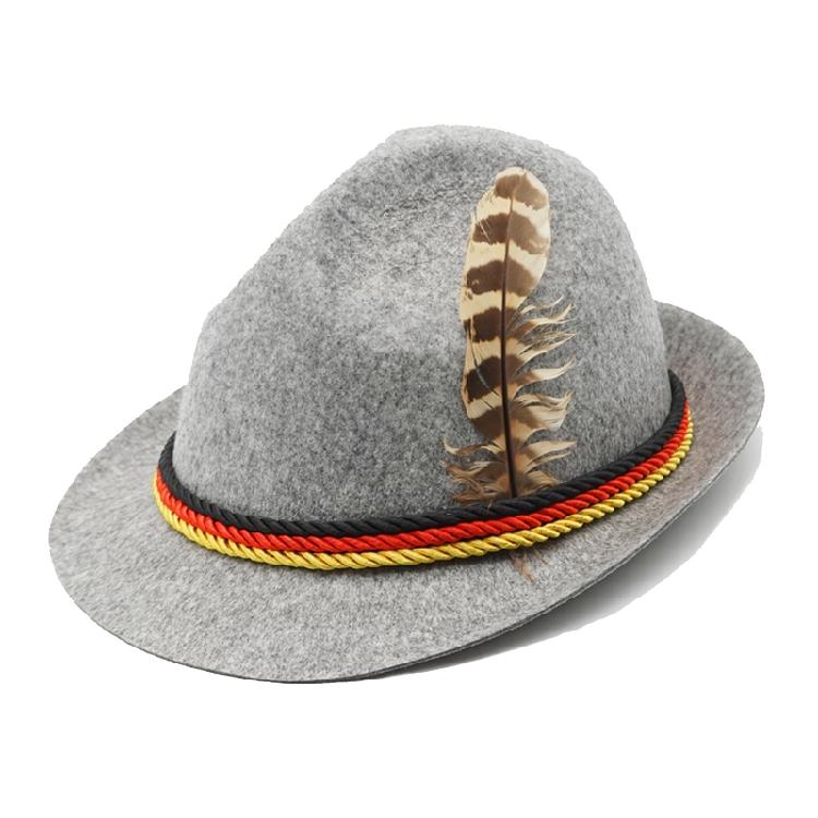 Retro Style Feather Hat Jazz Top Hat Cowboy Western Oktoberfest Hat Unisex