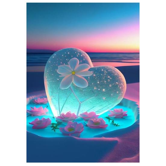 1 Set Rhinestone Painting Kit Exquisite Heart Flower Pattern Rhinestone Art Project Home Decoration