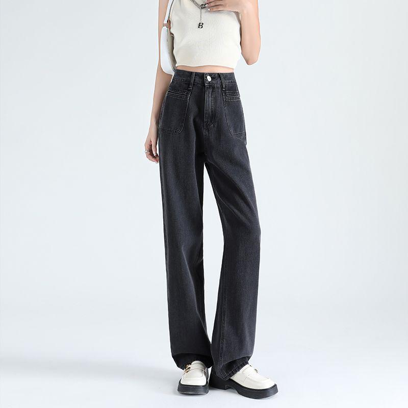 Women's Retro Blue Wide-Leg Jeans - 2025 Autumn/Winter New Loose Straight-Leg Slimming Floor-Length Pants