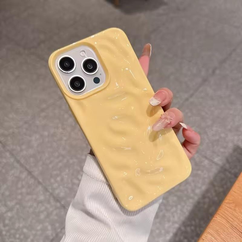 Candy Soft Silicone Wave Fold Pattern Phone Case For iPhone 11 12 13 14 15 16 Pro Max X XR XS 8 7 Plus Shockproof Bumper Cover