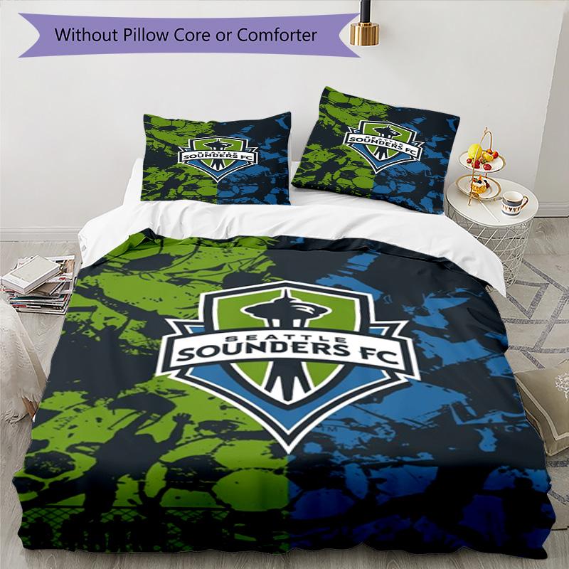 Seattle Sounders FC Printed Pattern Duvet Cover Set – includes 1 duvet cover and 2 matching pillowcases Bedroom decor Christmas gifts