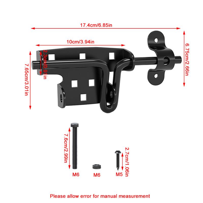 Slide Bolt Gate Latch Iron Bolt Sliding Lock Black Bolt Gate Lock with Screws for Outdoor Doors Sheds Barn Door Home Hardware 1p