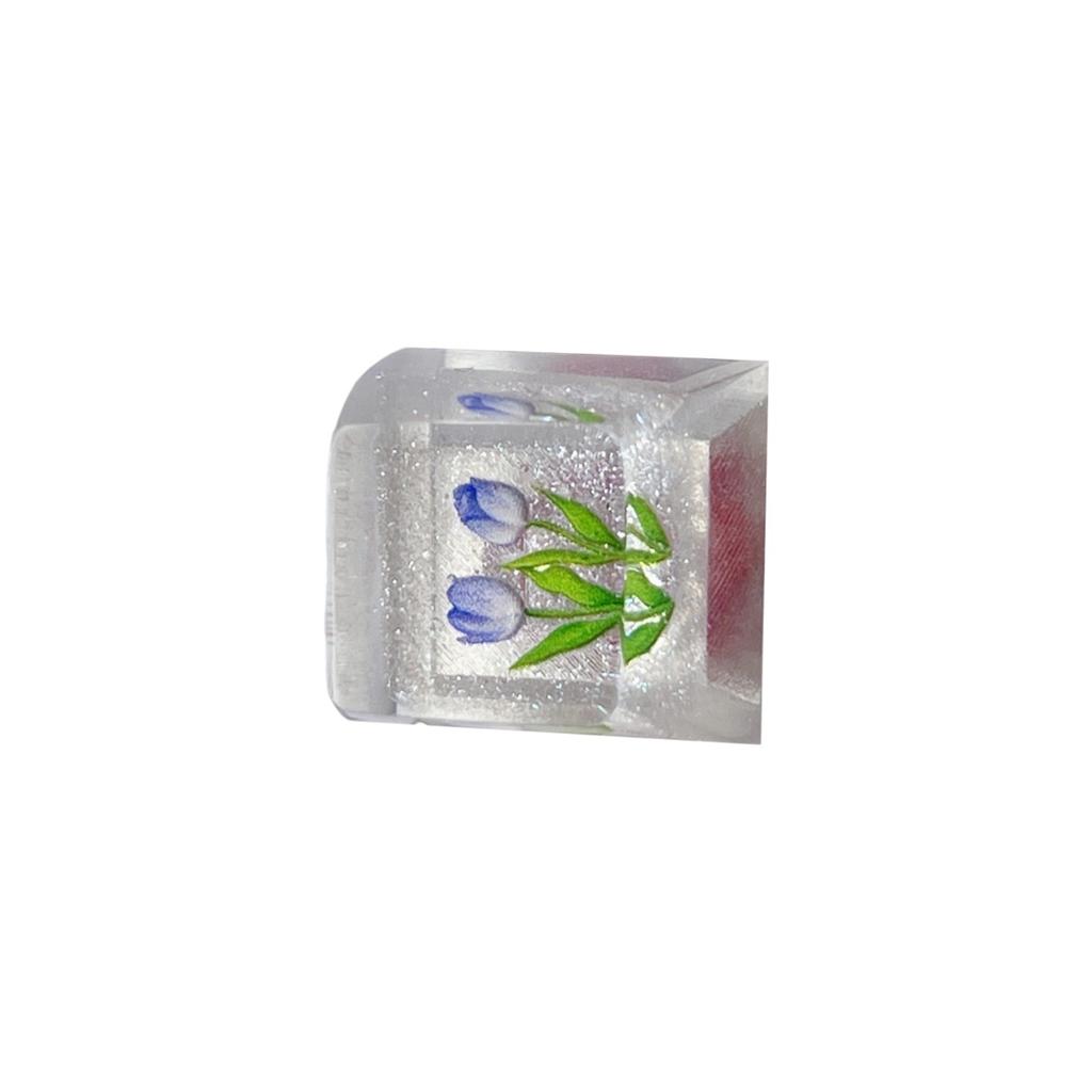 Artisanal Translucent Epoxy Keycap Featuring Flowers Design for Mechanical Keyboards Keycaps 1PC